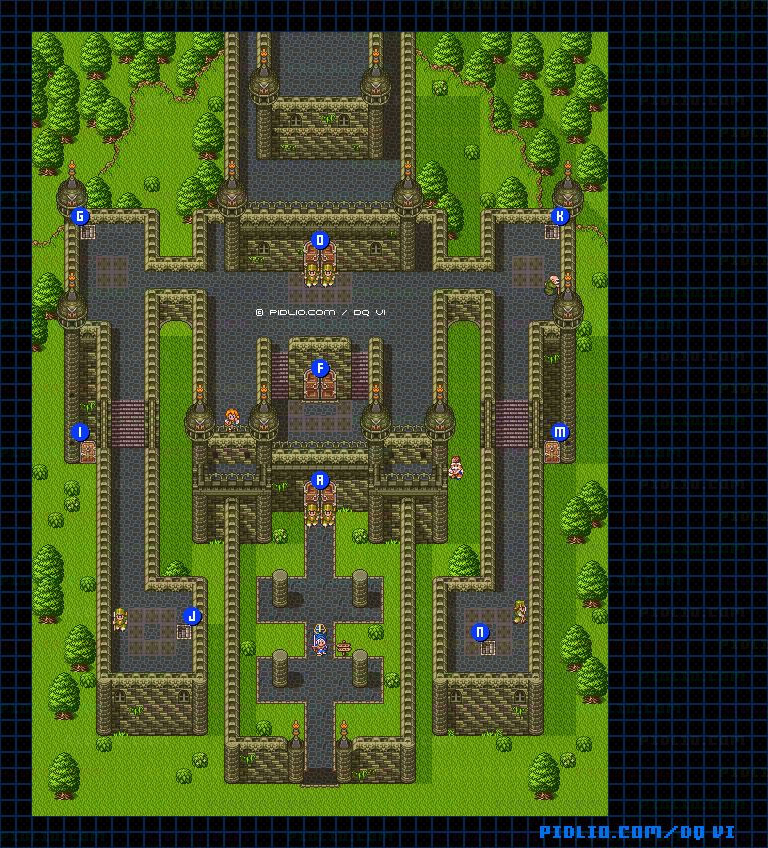 【現実の世界】アークボルト城・外観のマップ画像 ／ SFC版ドラゴンクエスト6攻略 ─ pidlio.com