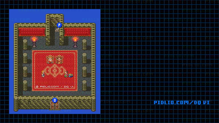 【現実の世界】アークボルト城・城内3階のマップ画像 ／ SFC版ドラゴンクエスト6攻略 ─ pidlio.com