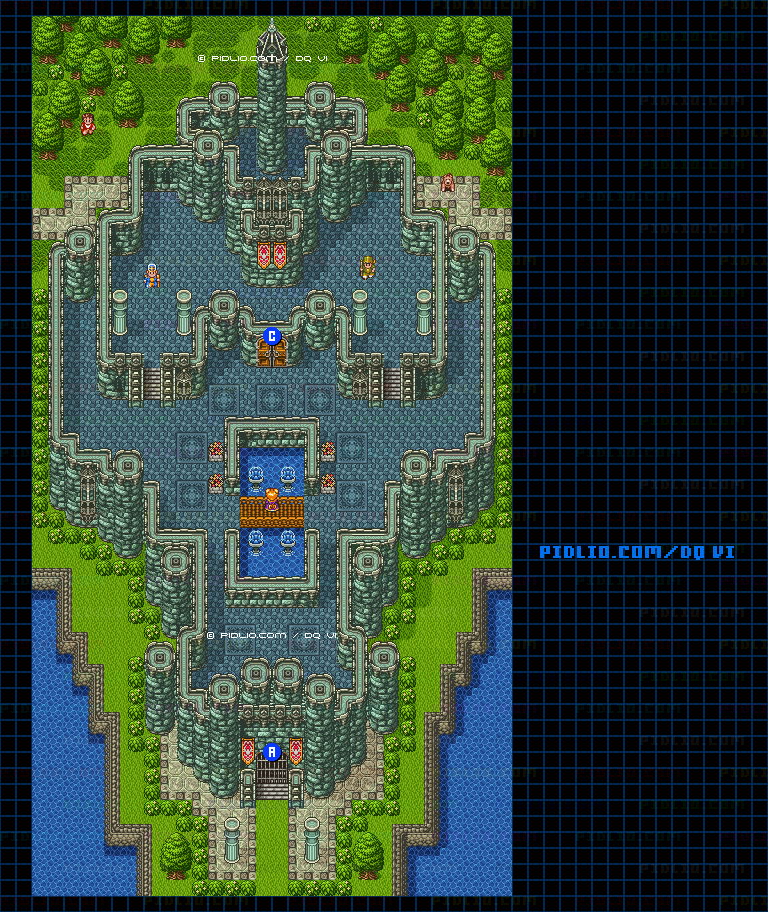 【現実の世界】フォーン城・外観のマップ画像 ／ SFC版ドラゴンクエスト6攻略 ─ pidlio.com