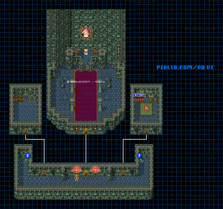 【現実の世界】フォーン城・地下1階のマップ画像 ／ SFC版ドラゴンクエスト6攻略 ─ pidlio.com