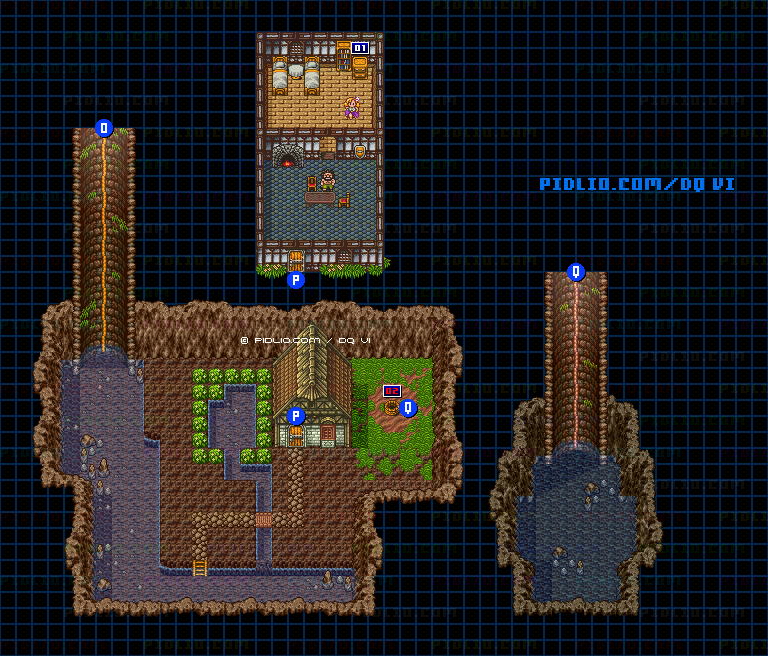 【現実の世界】ロンガデセオの町・井戸のマップ画像 ／ SFC版ドラゴンクエスト6攻略 ─ pidlio.com