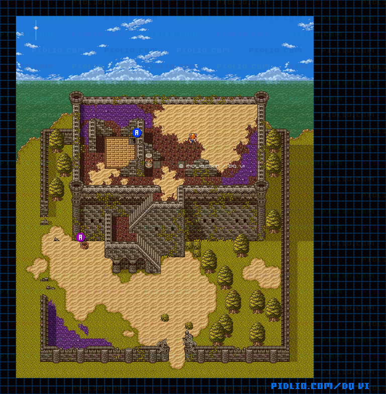 【現実の世界】グレイス城・外観のマップ画像 ／ SFC版ドラゴンクエスト6攻略 ─ pidlio.com