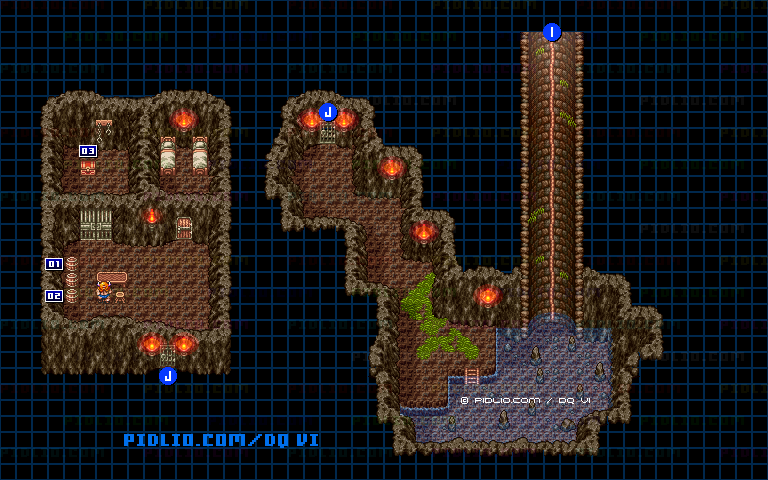 【現実の世界】ガンディーノ城下町・井戸のマップ画像 ／ SFC版ドラゴンクエスト6攻略 ─ pidlio.com