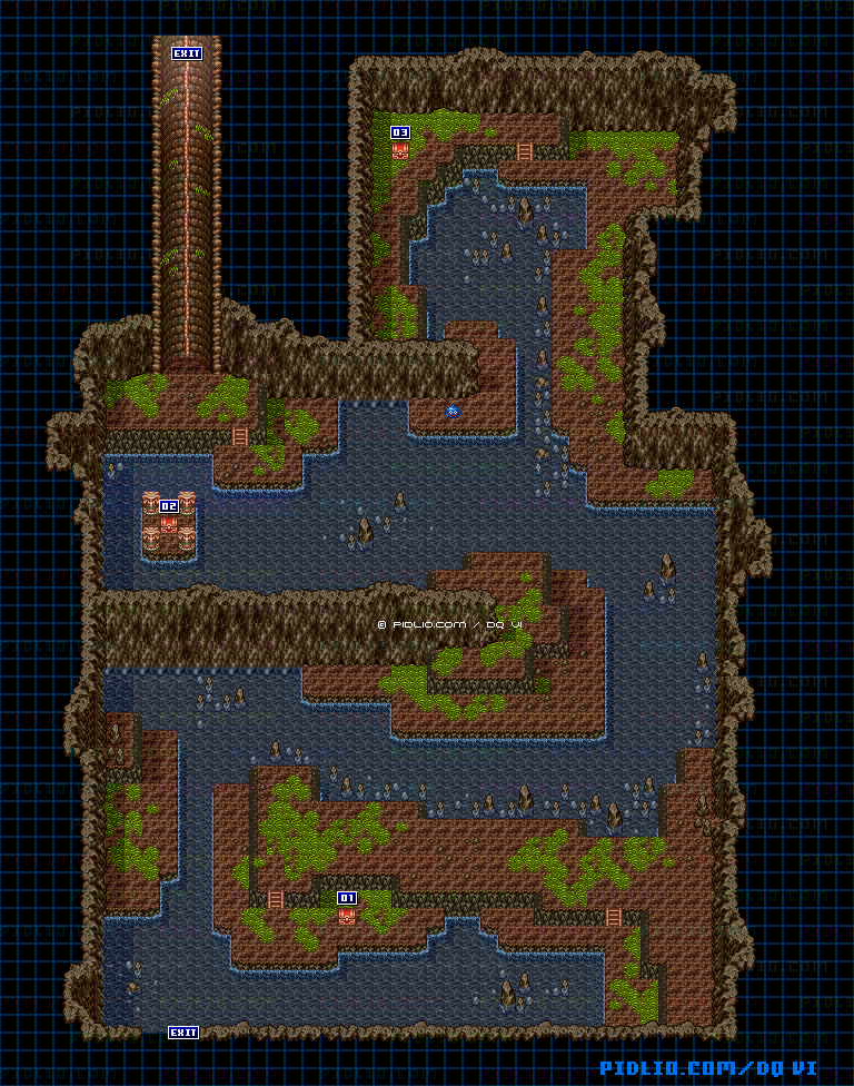 【海底世界】レイドックの井戸のマップ画像 / SFC版ドラゴンクエスト6攻略 ─ pidlio.com