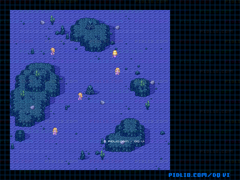 【海底世界】人魚のすみかのマップ画像 ／ SFC版ドラゴンクエスト6攻略 ─ pidlio.com
