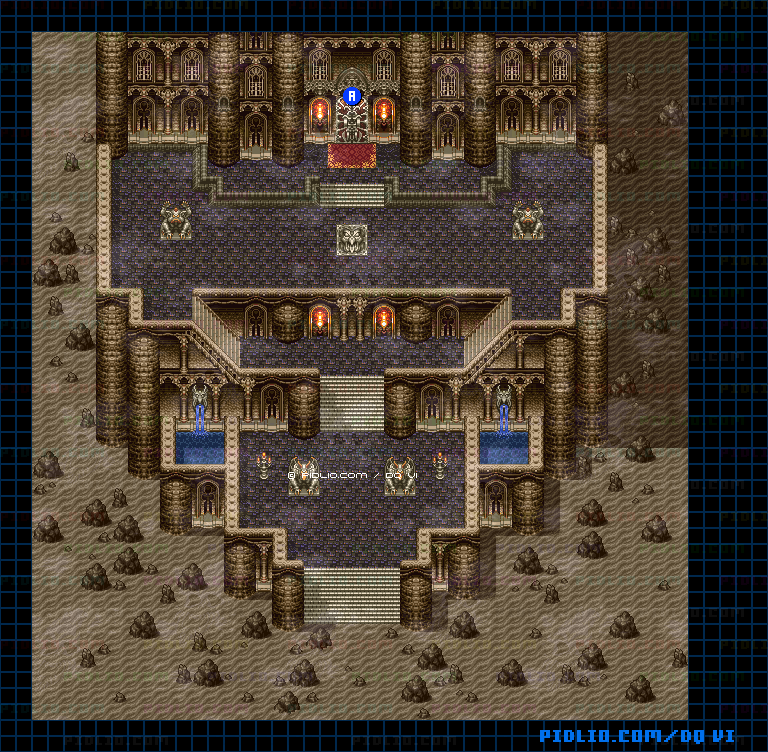 【はざまの世界】デスタムーアの城・外観のマップ画像 ／ SFC版ドラゴンクエスト6攻略 ─ pidlio.com