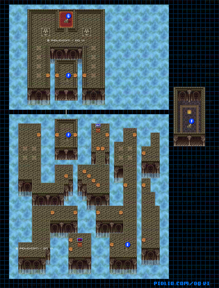 【はざまの世界】デスタムーアの城・3階ジャンプ床の部屋のマップ画像 ／ SFC版ドラゴンクエスト6攻略 ─ pidlio.com