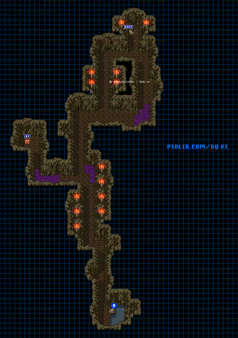 【はざまの世界】森の湖・地下のマップ画像 ／ SFC版ドラゴンクエスト6攻略 ─ pidlio.com