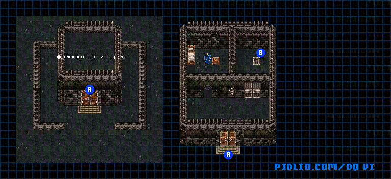 【はざまの世界】なげきの牢獄・1階のマップ画像 / SFC版ドラゴンクエスト6攻略 ─ pidlio.com