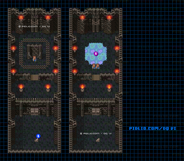 【はざまの世界】なげきの牢獄・地下1階のマップ画像 / SFC版ドラゴンクエスト6攻略 ─ pidlio.com