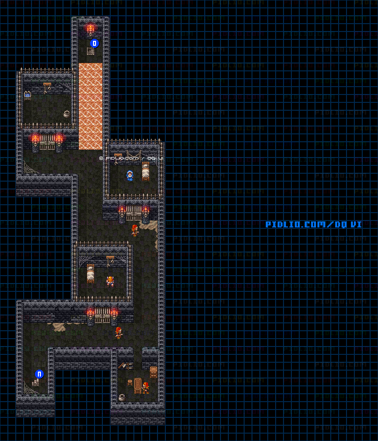 【はざまの世界】牢獄の町・地下4階のマップ画像 ／ SFC版ドラゴンクエスト6攻略 ─ pidlio.com