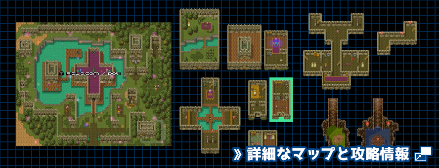 【夢の世界】カルベローナの町の簡易マップ画像 ／ SFC版ドラゴンクエスト6攻略 ─ pidlio.com