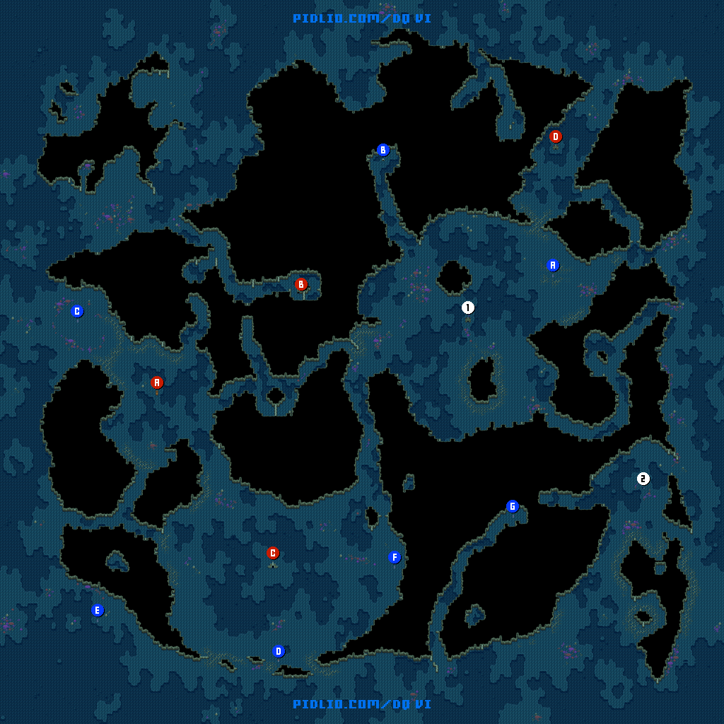 海底世界のワールドマップ（世界地図）画像 ／ SFC版ドラゴンクエスト6攻略 ─ pidlio.com