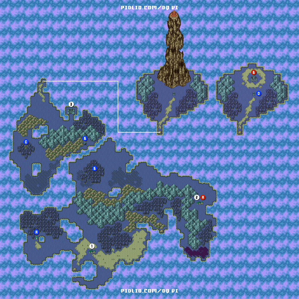はざまの世界のワールドマップ(世界地図)画像 / SFC版ドラゴンクエスト6攻略 ─ pidlio.com