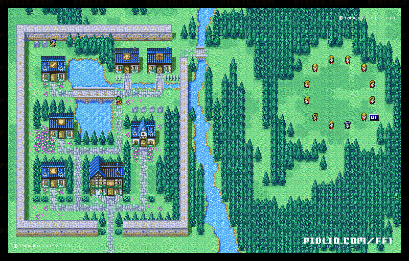 クレセントレイクの町（リメイク版）のマップ画像 ／ FF1攻略