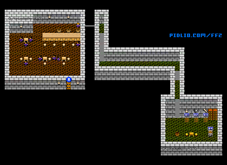 フィンの町：パブのマップ画像 ／ FF2攻略