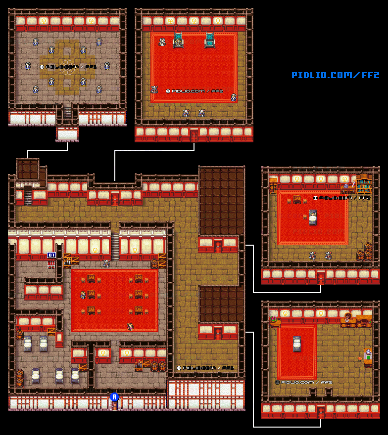 リメイク版アルテアの町：反乱軍のアジトのマップ画像 ／ FF2攻略