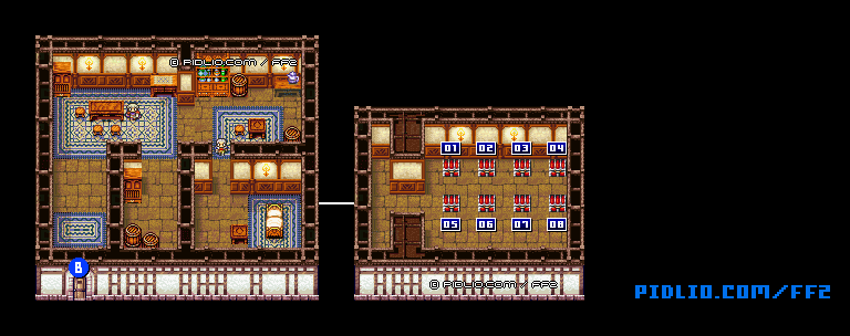 リメイク版フィンの町：ポールの家のマップ画像 ／ FF2攻略