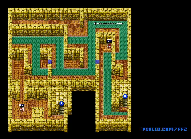 リメイク版バフスクの町：地下通路のマップ画像 ／ FF2攻略