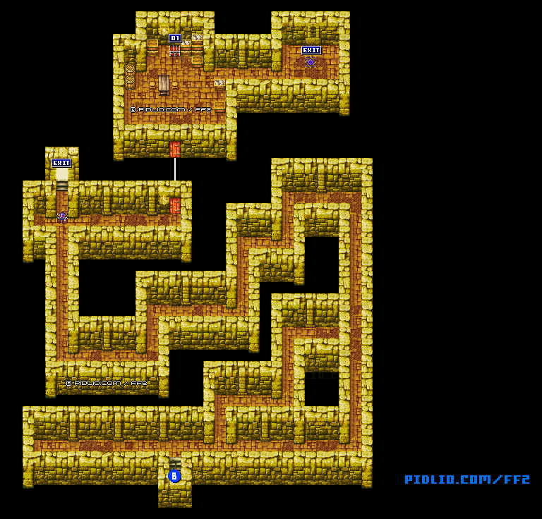 リメイク版バフスクの町：地下通路2のマップ画像 ／ FF2攻略