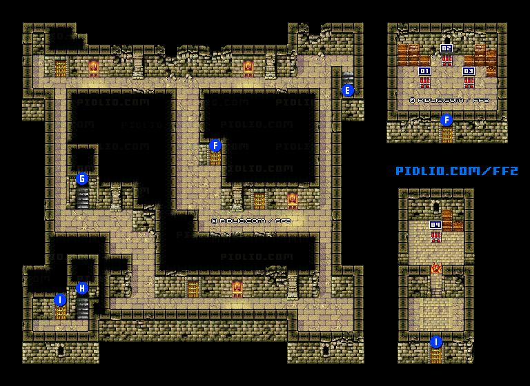 リメイク版カシュオーン城4Fのマップ画像 ／ FF2攻略