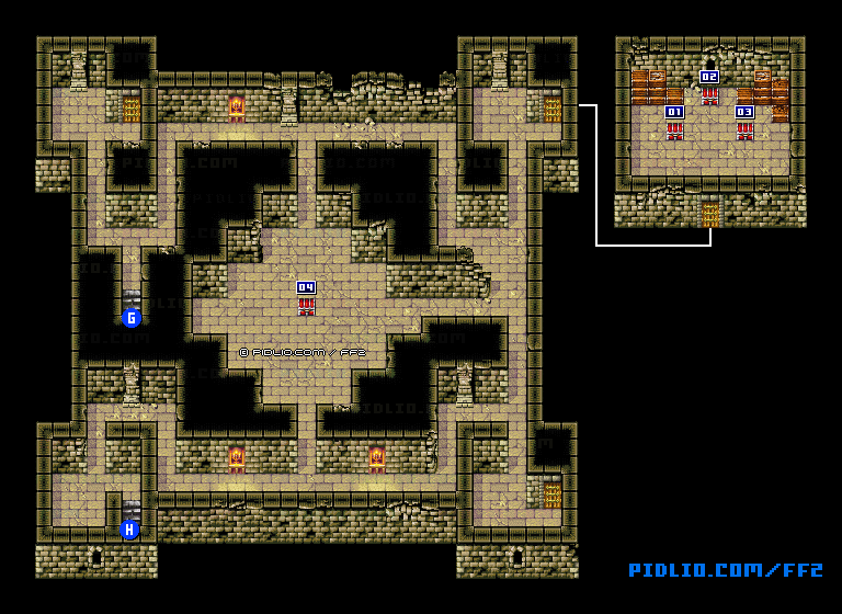 リメイク版カシュオーン城5Fのマップ画像 ／ FF2攻略