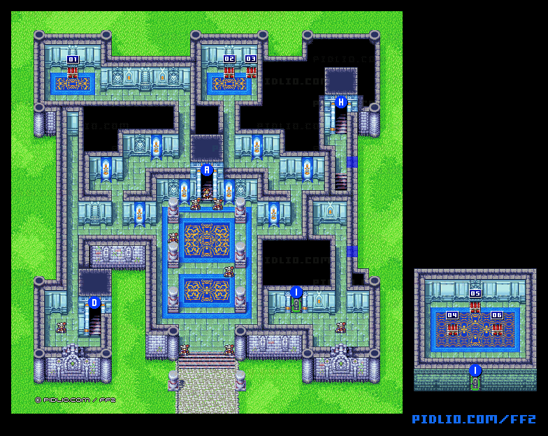 リメイク版フィン城1Fのマップ画像 ／ FF2攻略