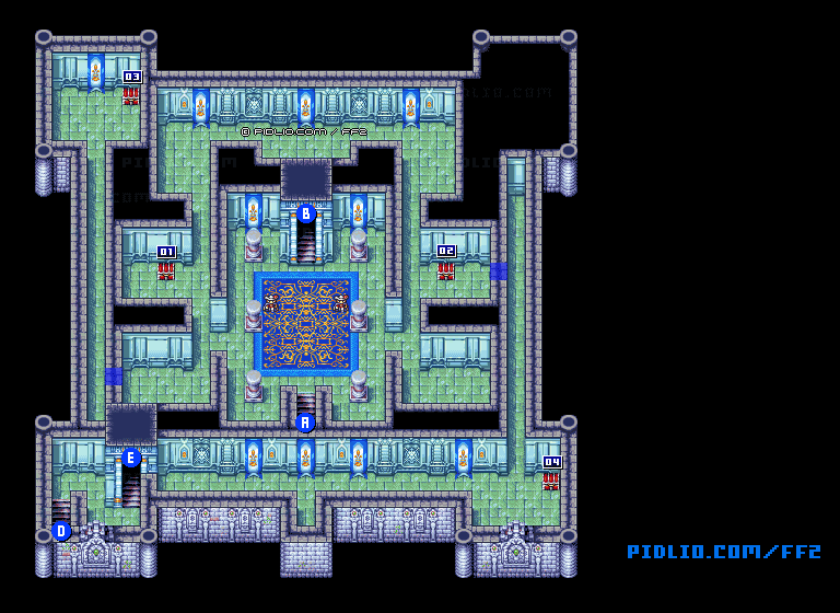 リメイク版フィン城2Fのマップ画像 ／ FF2攻略
