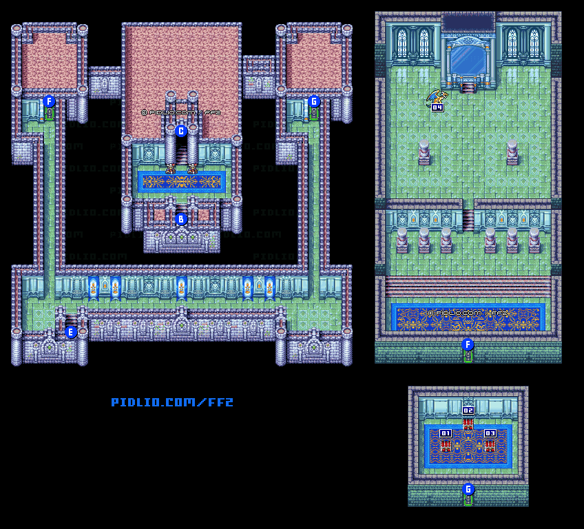 リメイク版フィン城3Fのマップ画像 ／ FF2攻略