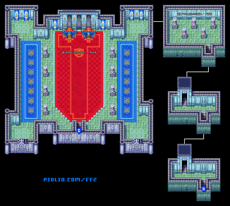 リメイク版フィン城4Fのマップ画像 ／ FF2攻略