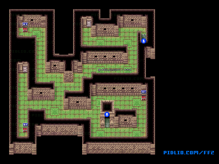 リメイク版フィン城地下B2のマップ画像 ／ FF2攻略
