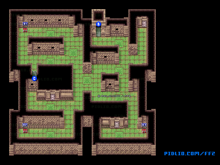 リメイク版フィン城地下B3のマップ画像 ／ FF2攻略