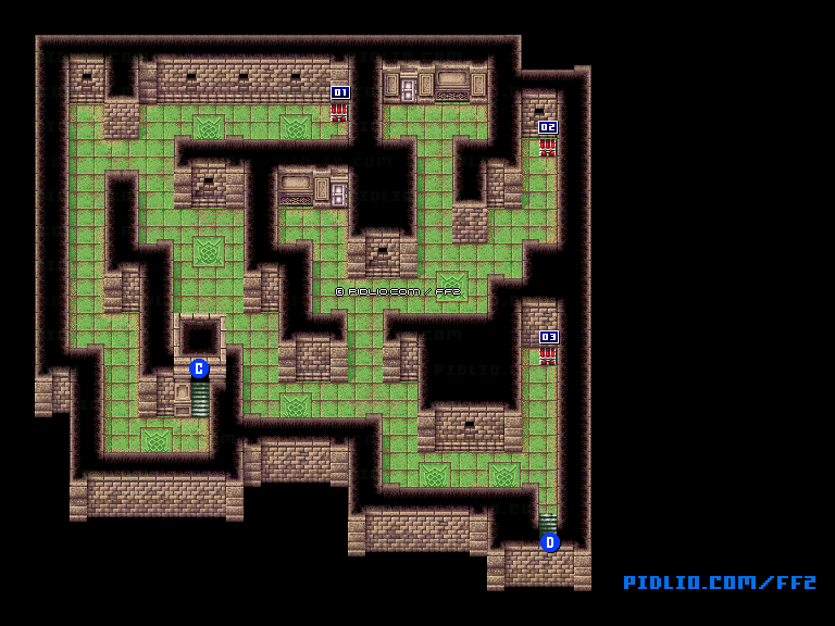 リメイク版フィン城地下B4のマップ画像 ／ FF2攻略