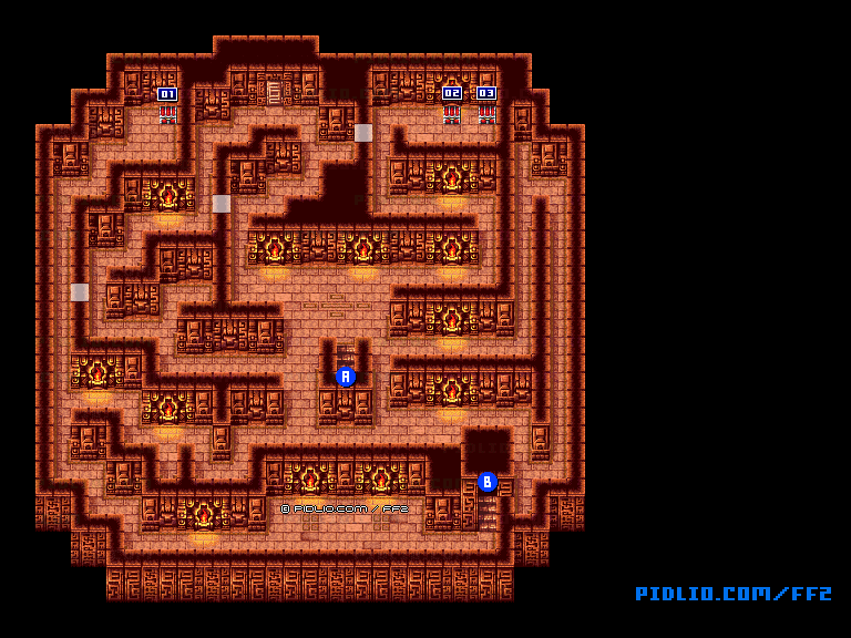 リメイク版ミシディアの塔2Fのマップ画像 ／ FF2攻略