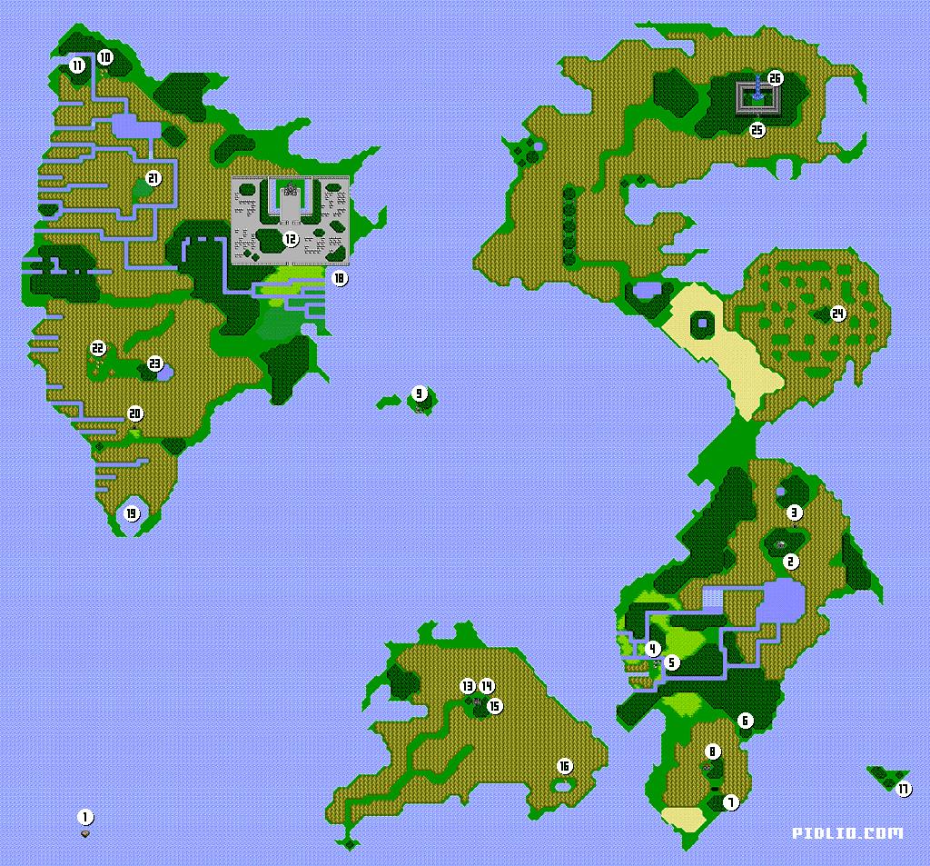 FC版ファイナルファンタジー3：地上世界ワールドマップ ／ FF3攻略