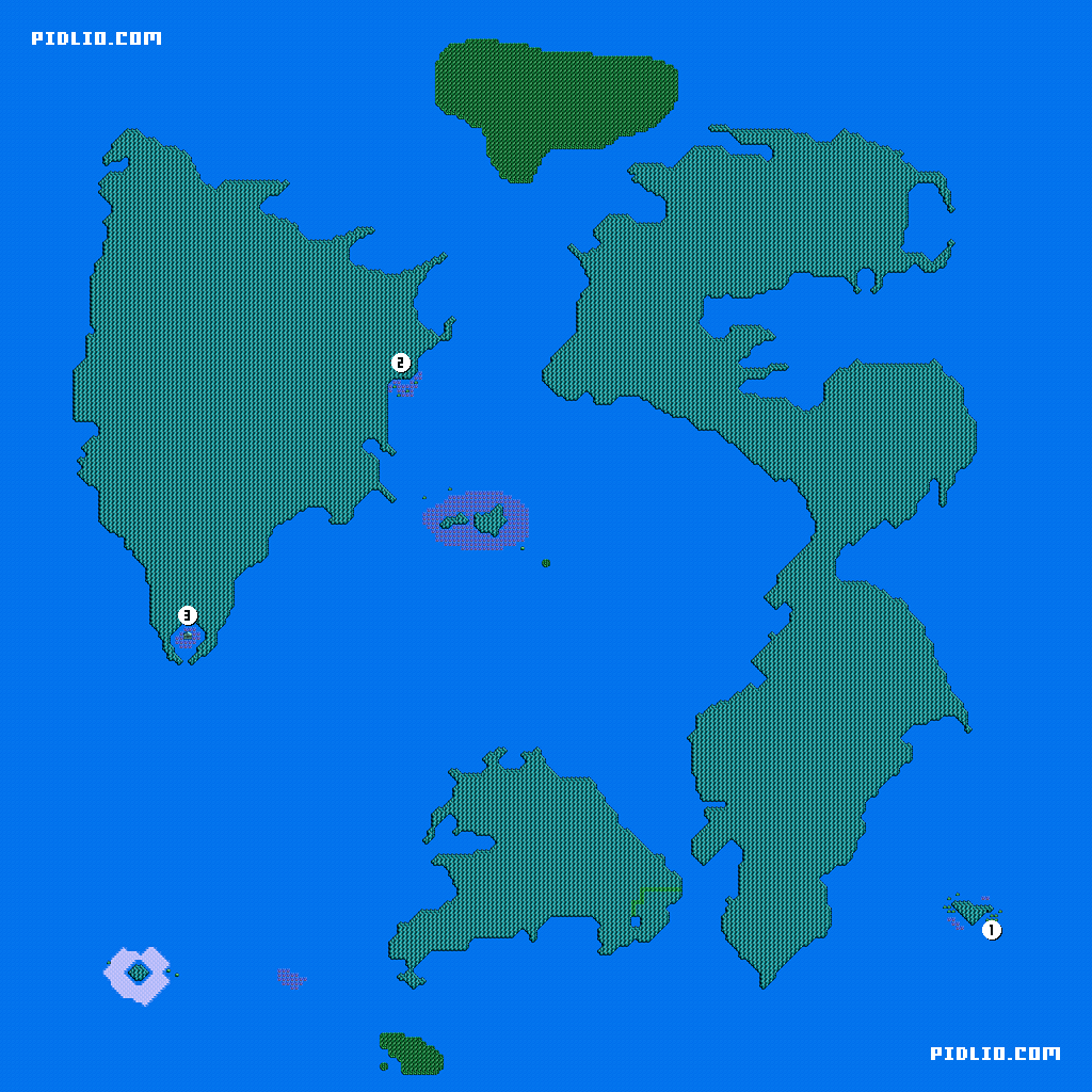 FC版ファイナルファンタジー3：海底世界ワールドマップ ／ FF3攻略