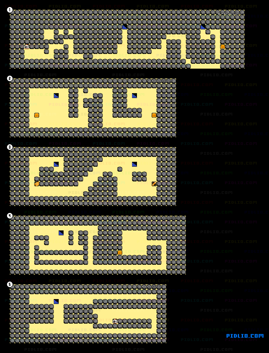ステージ1：町・>地下の隠し通路マップ画像 ／ がんばれゴエモン！からくり道中攻略