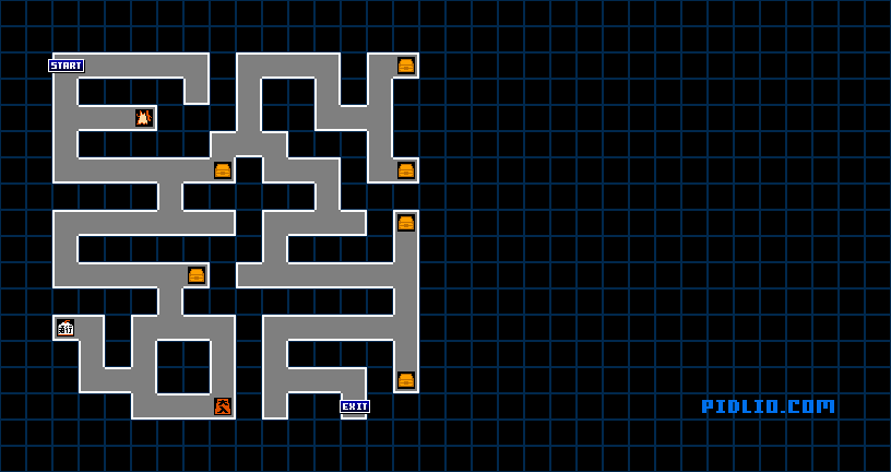 ステージ5：町・秘密の迷路マップ画像 ／ がんばれゴエモン！からくり道中攻略