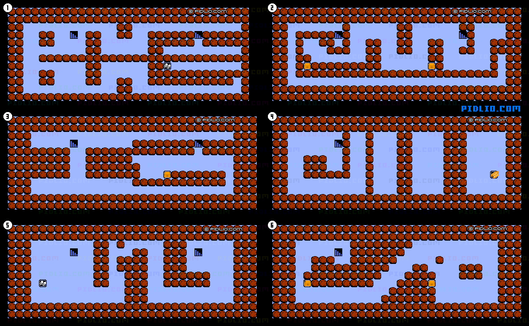 ステージ12：石垣・>地下の隠し通路マップ画像 ／ がんばれゴエモン！からくり道中攻略