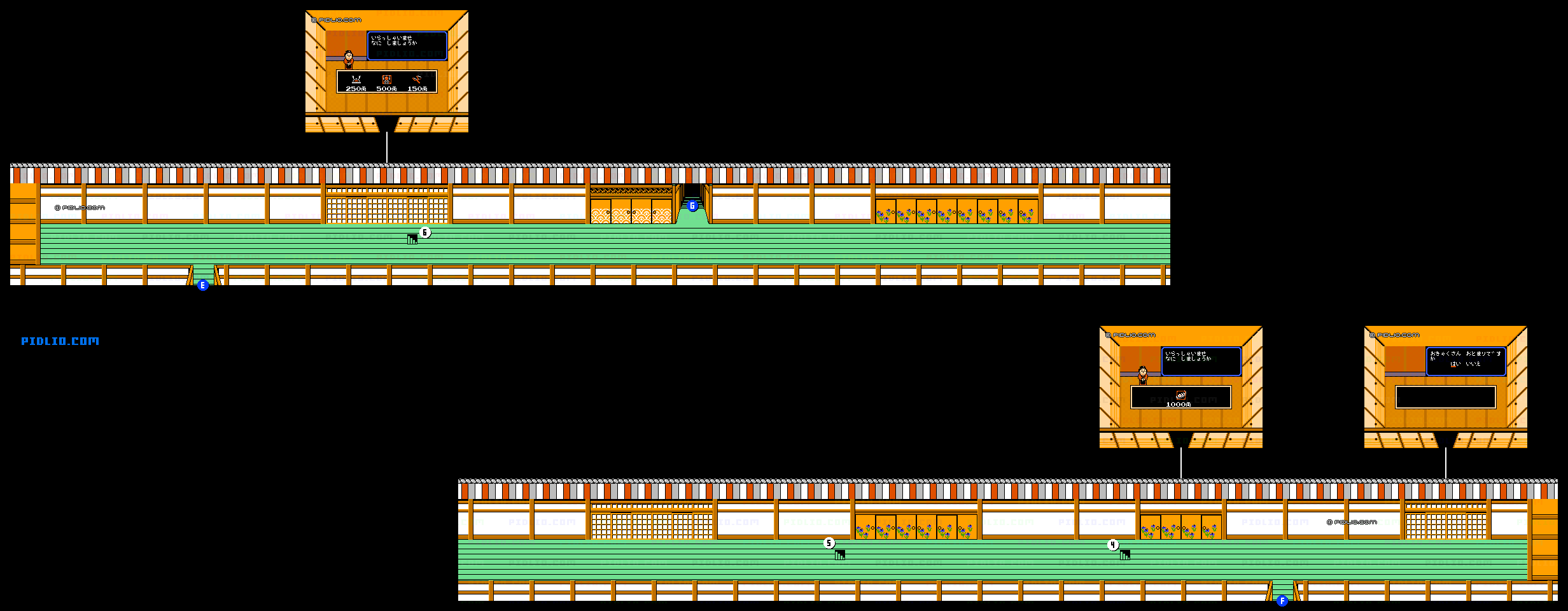 ステージ13：城内：町・地上のフィールドマップ画像4 ／ がんばれゴエモン！からくり道中攻略