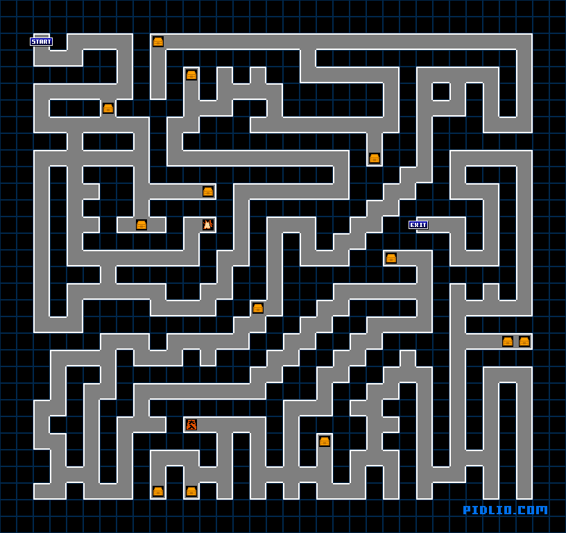 ステージ13：城内・秘密の迷路マップ画像 ／ がんばれゴエモン！からくり道中攻略