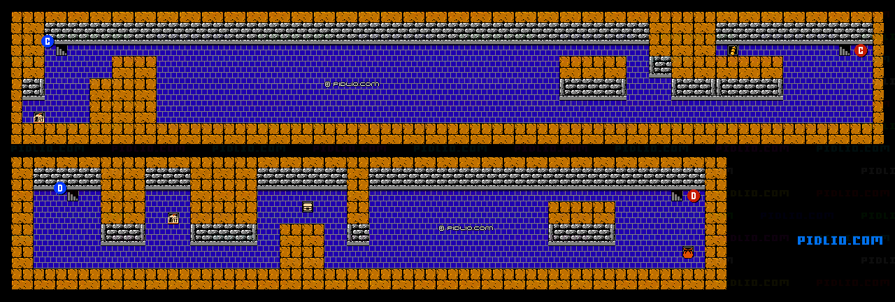 ステージ2：九州・地下の隠し通路マップ画像 ／ がんばれゴエモン2攻略