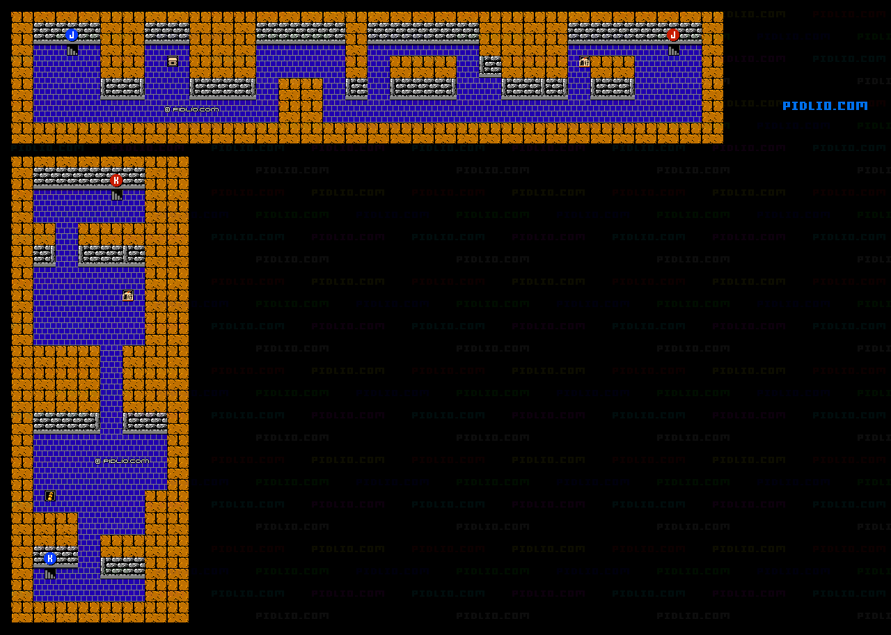 ステージ3：四国・地下の隠し通路マップ画像 ／ がんばれゴエモン2攻略