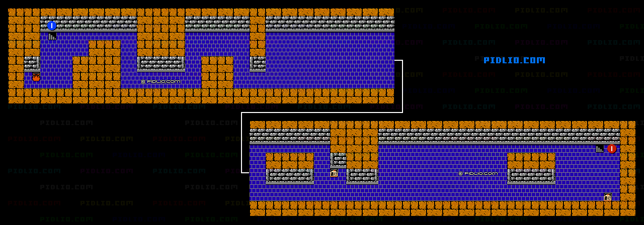 ステージ6：中部・地下の隠し通路マップ画像 ／ がんばれゴエモン2攻略
