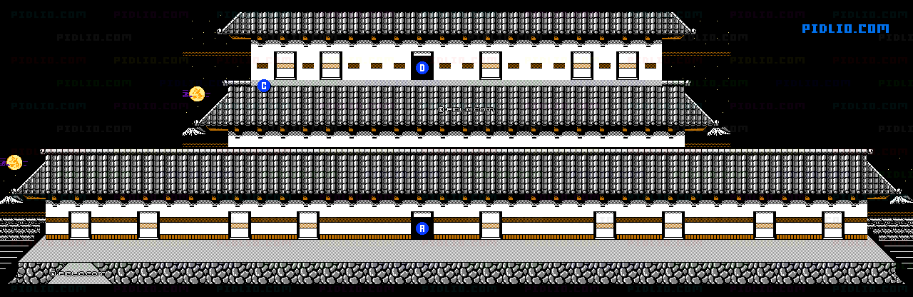 ステージ10：からくり城のフィールドマップ画像1 ／ がんばれゴエモン2攻略