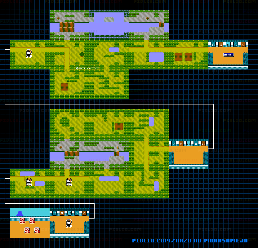 STAGE1-1：青雨城・道中の敵マップ画像 ／ 謎の村雨城攻略 ─ pidlio.com