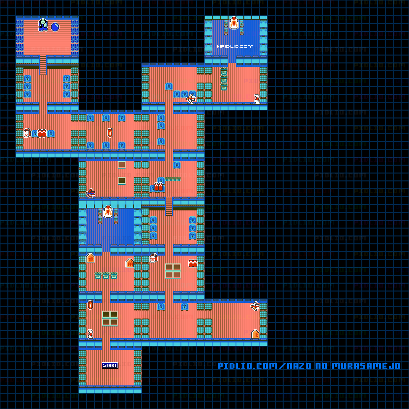 STAGE1-2：青雨城・城内のマップ画像 ／ 謎の村雨城攻略 ─ pidlio.com