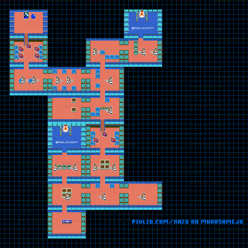 STAGE1-2：青雨城・城内の敵マップ画像 ／ 謎の村雨城攻略 ─ pidlio.com