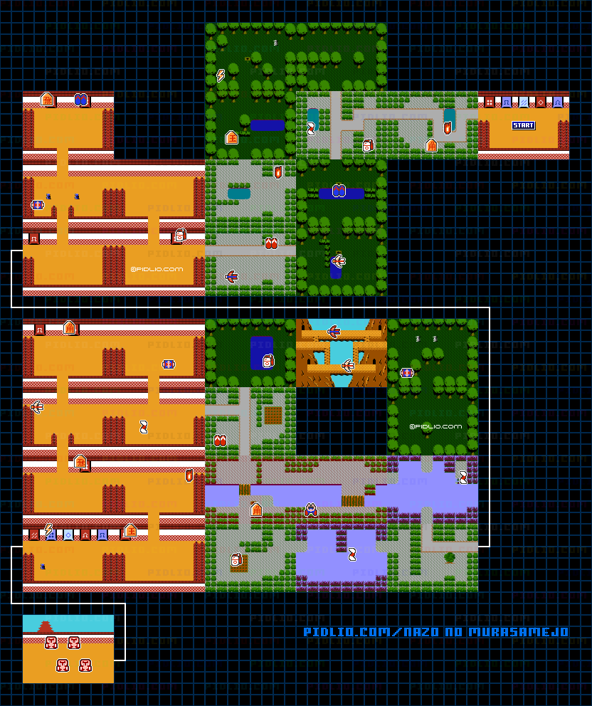 STAGE2-1:赤雨城・道中のマップ画像 / 謎の村雨城攻略 ─ pidlio.com