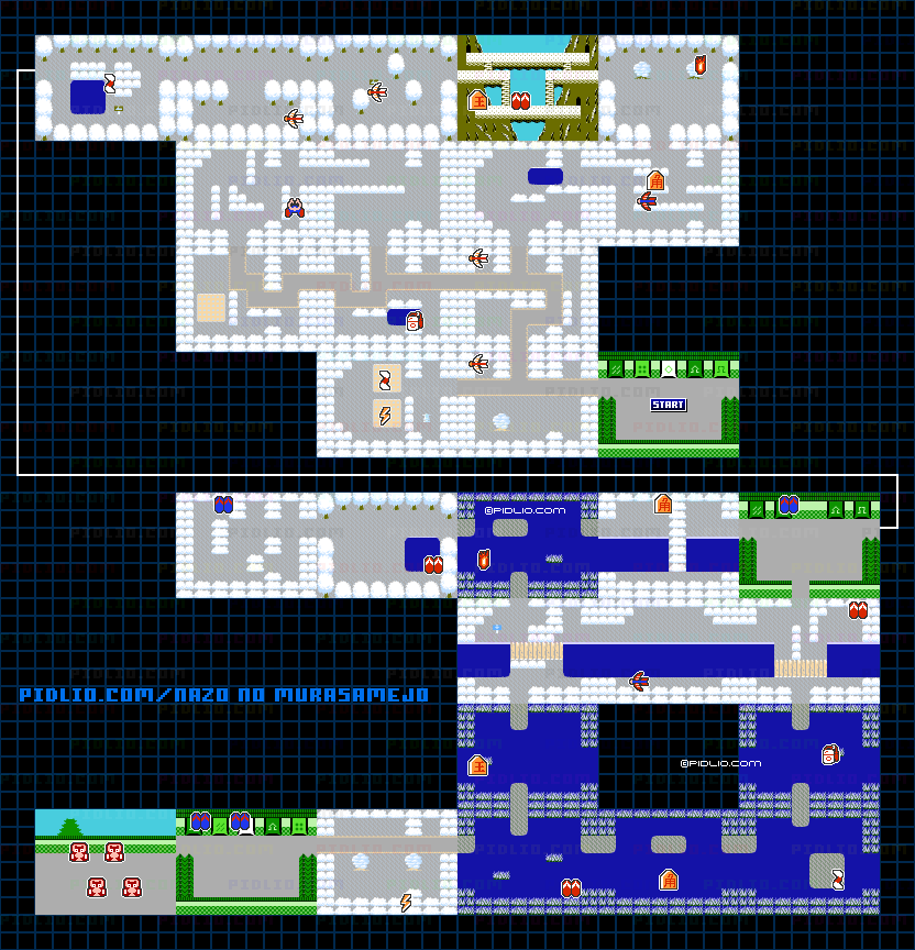 STAGE1-1：青雨城・道中のアイテムマップ画像 ／ 謎の村雨城攻略 ─ pidlio.com